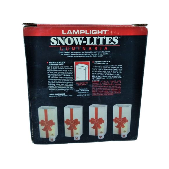 Vtg Christmas Lamplight Snow-Lite Luminarias 8 Prefilled Liquid Candles & Bags - Picture 3 of 5